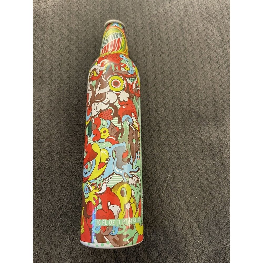 Mt Dew Aluminum Cat Green Label Art Colorful Faces  Silly Characters A2